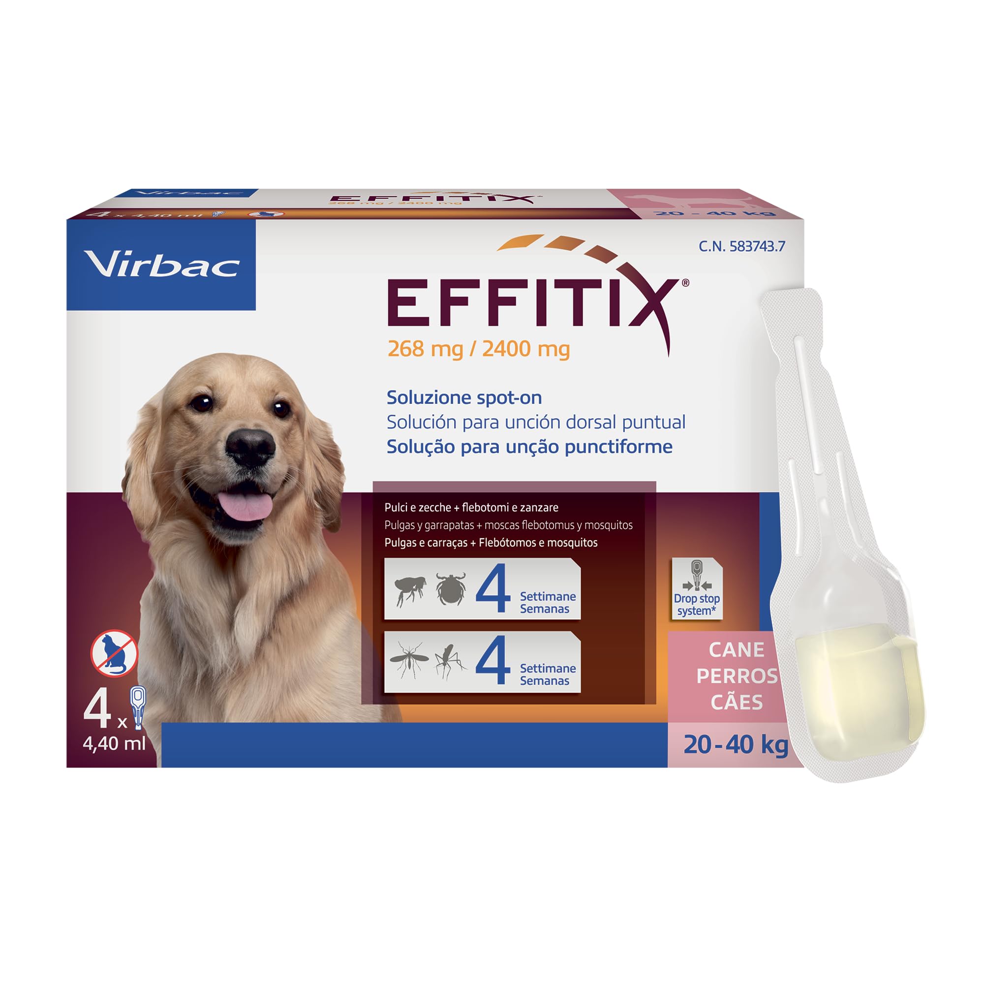 Virbac EFFITIX Spot on L (20-40kg) 24 pipetas