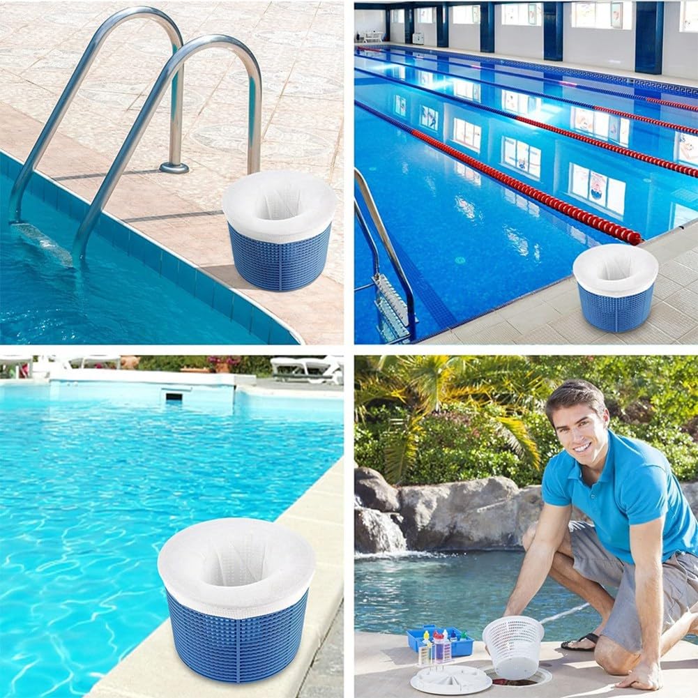 Lot de 100 chaussettes de skimmer de piscine pour filtre de piscine, paniers filtrants et skimmer pour filtrer la saleté et les feuilles, système de filtration, filtre à panier blanc