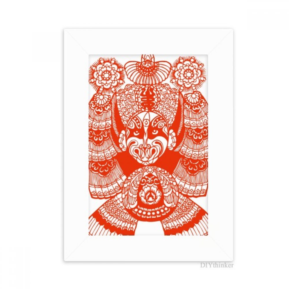 Masque opéra de Pékin cadre photo blanc papier-cut multicolore