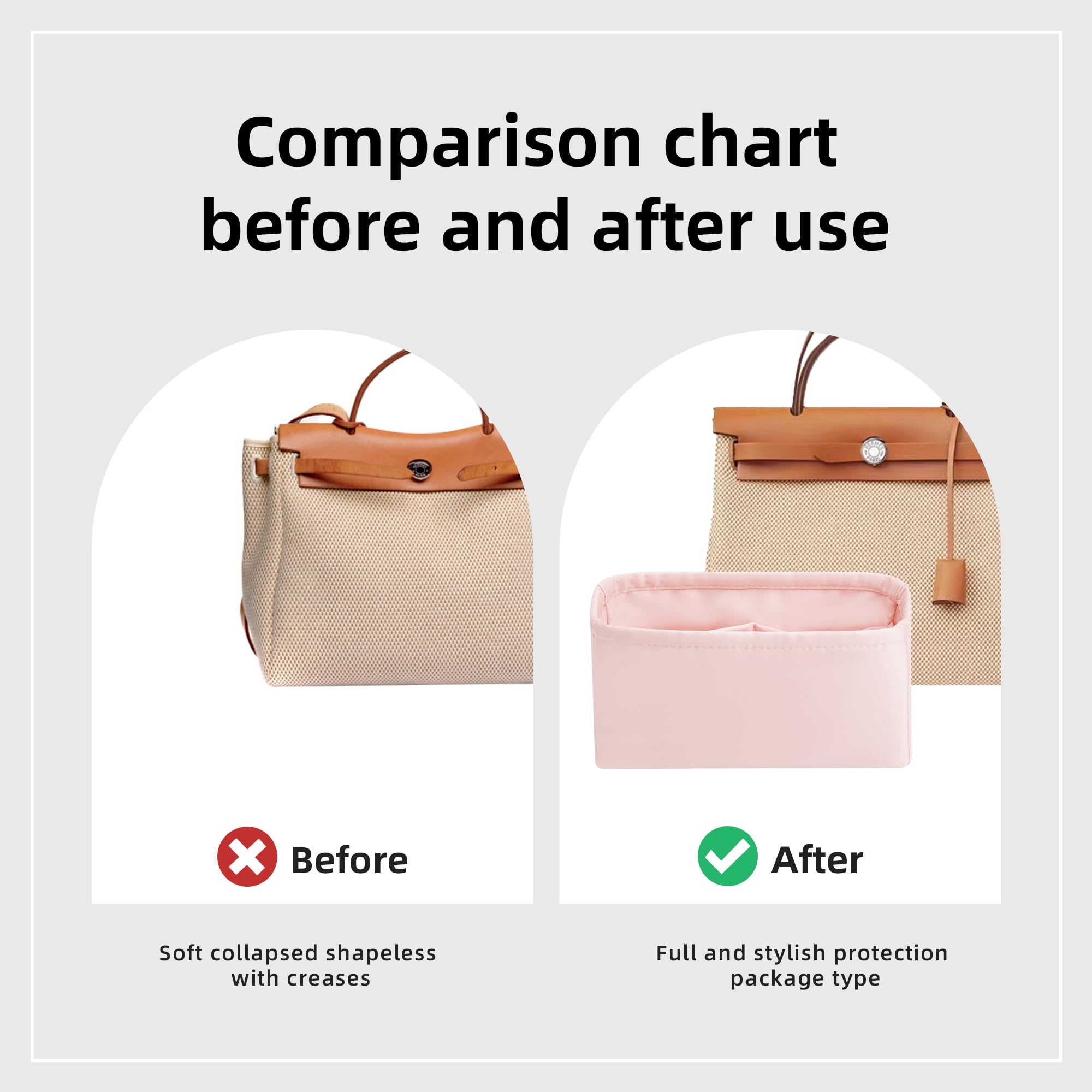 DGAZ Organizador de Bolso Satin para Herbag 20, Inserto Bolso, Rosa