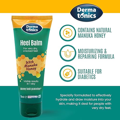 Miniatura 3 de Dermatonics Crema de pies para talones secos y agrietados, 25% de urea con miel de manuka, tratamiento hidratante intensivo del talón, removedor de