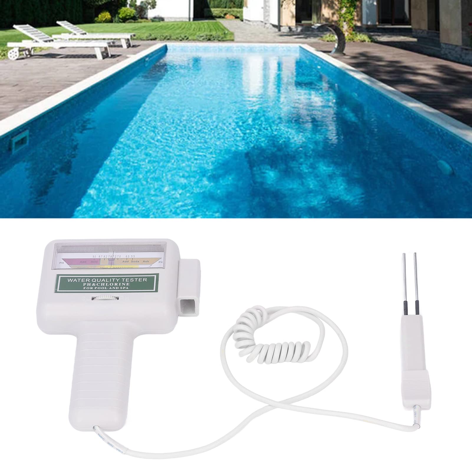Przenośny cyfrowy tester i analizator jakości wody do pomiaru pH i poziomu chloru resztkowego – Elektroniczny monitor do basenów Spa i wanien z hydromasażem – Kompaktowa obudowa z