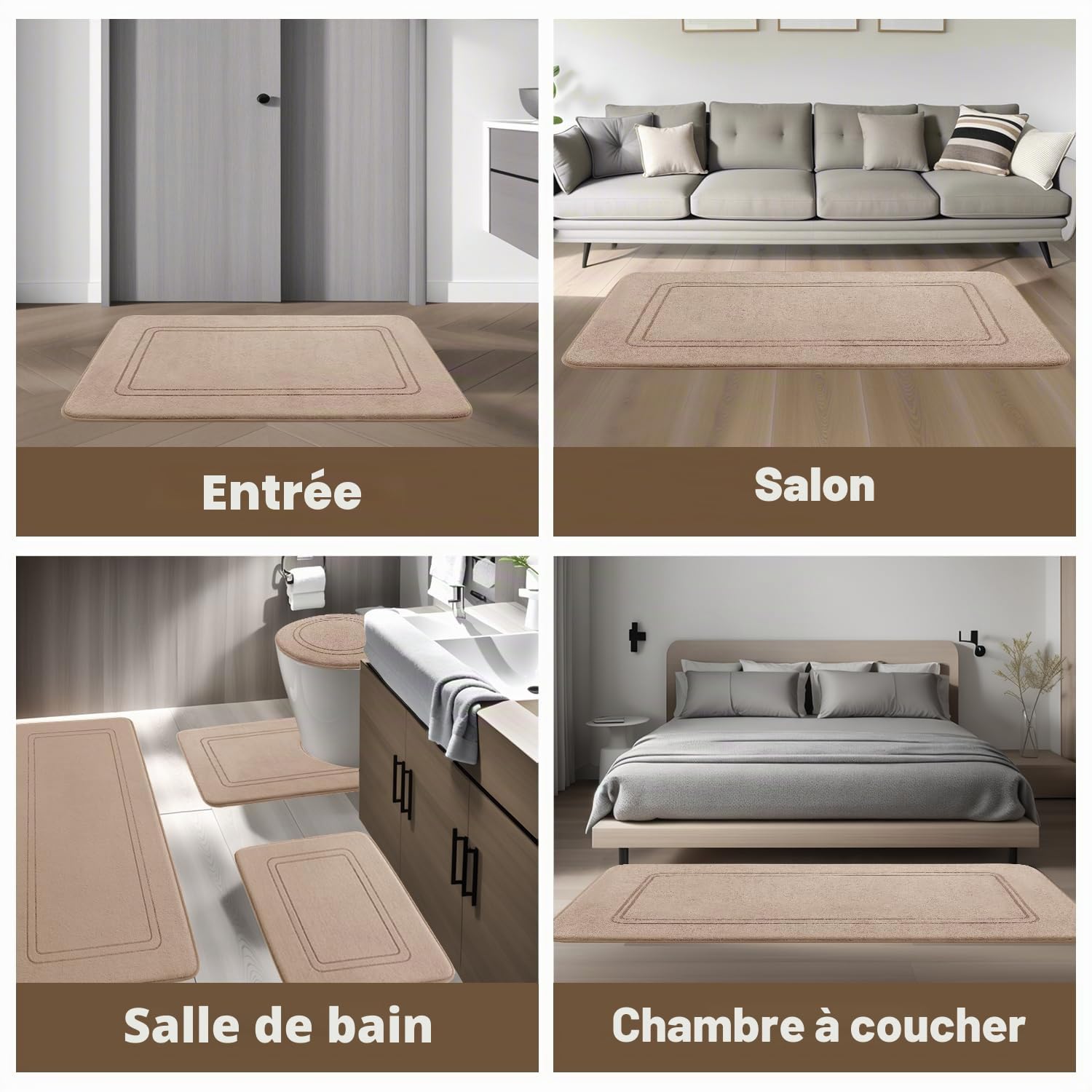 chakme Tapis de Bain en Mousse à mémoire de Forme - Tapis Salle de Bain Absorbant - Tapis de Bain Antidérapant - pour Salle de Bain et Salon - 43 x 61 cm - Beige