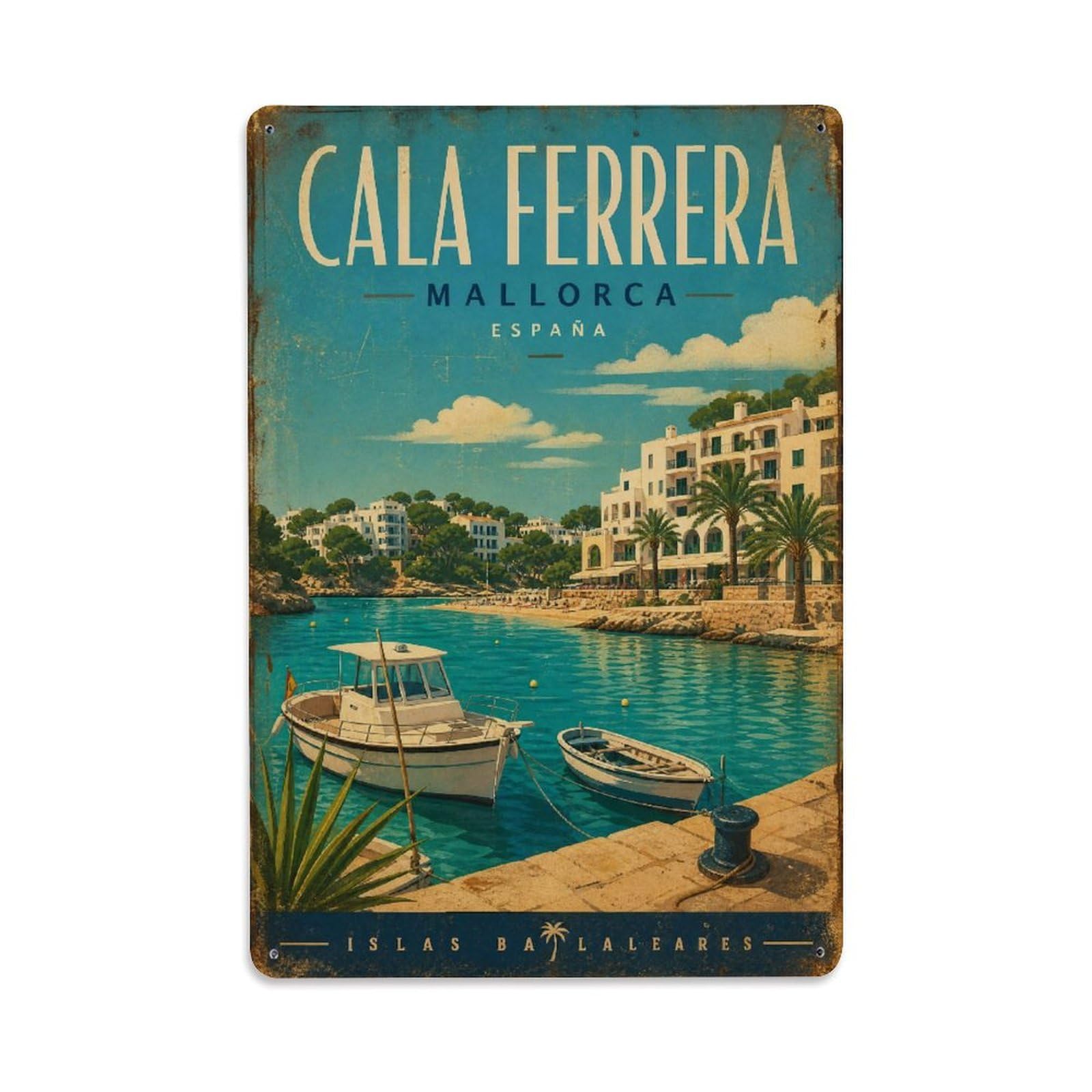 Metal Tin Sign Mallorca Spain Vintage Travel