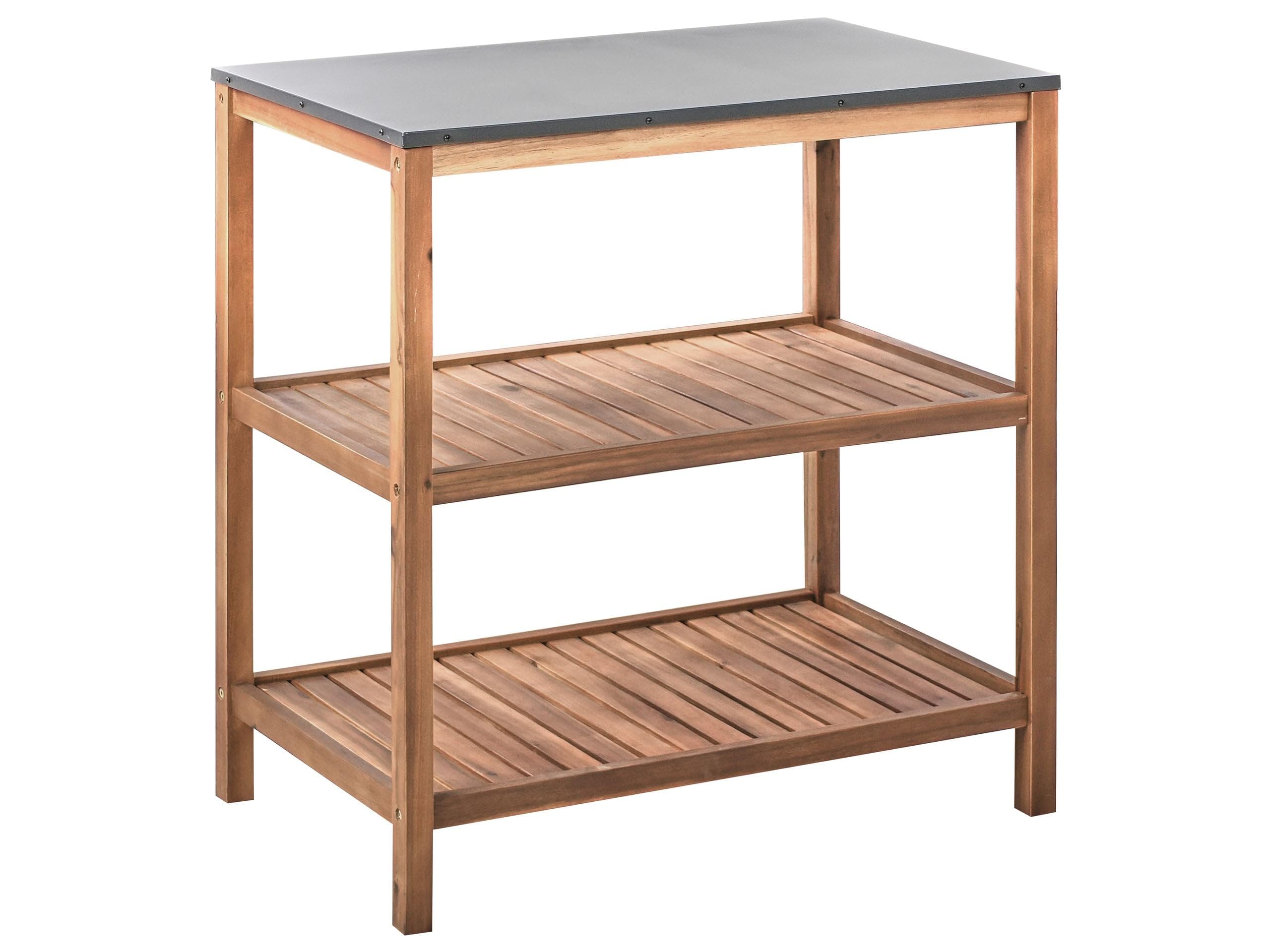 Outdoor-Kücheninsel Akazienholz braun breit 50x80x83 cm mit Regalen Brucoli