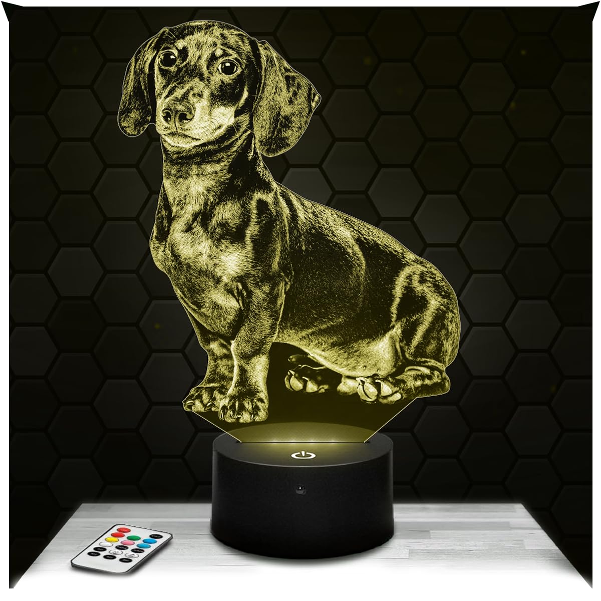 Lampephoto.fr - Dachshund 3D Lamp Animal Touch Night Light Led, 3D Hologram Effect, Christmas Birthday Gift Idea for Boy or Girl, Room Decoration Object