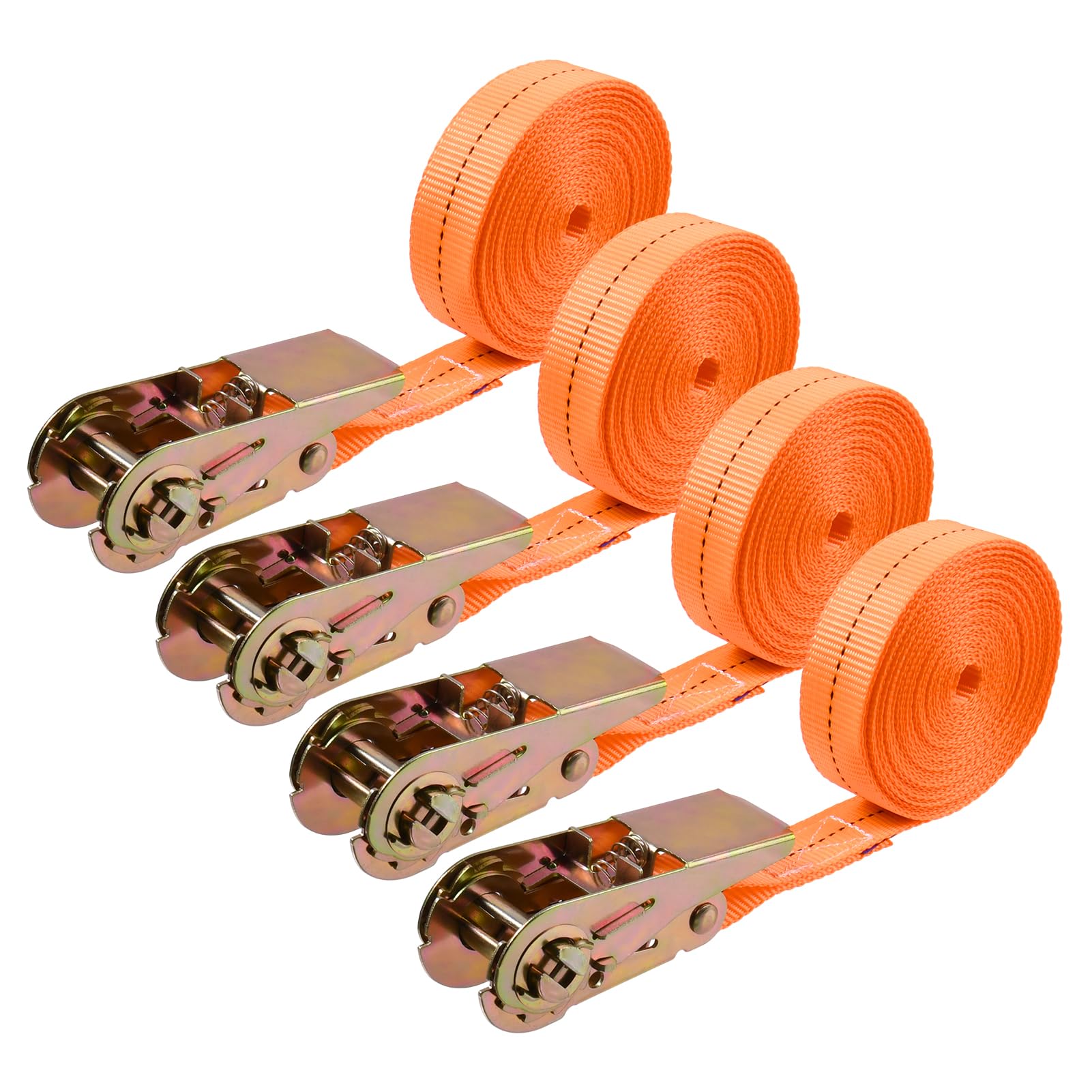 SPEEDWOX 4PCS Endless Ratchet Tie Down Straps Heavy Duty Orange Ratchet Straps 1750 lbs Break Strength 1 Inch Width 20 Feet Length Cargo Ropes for Car Rack, Utility Trailer, Pickup Truck Bed
