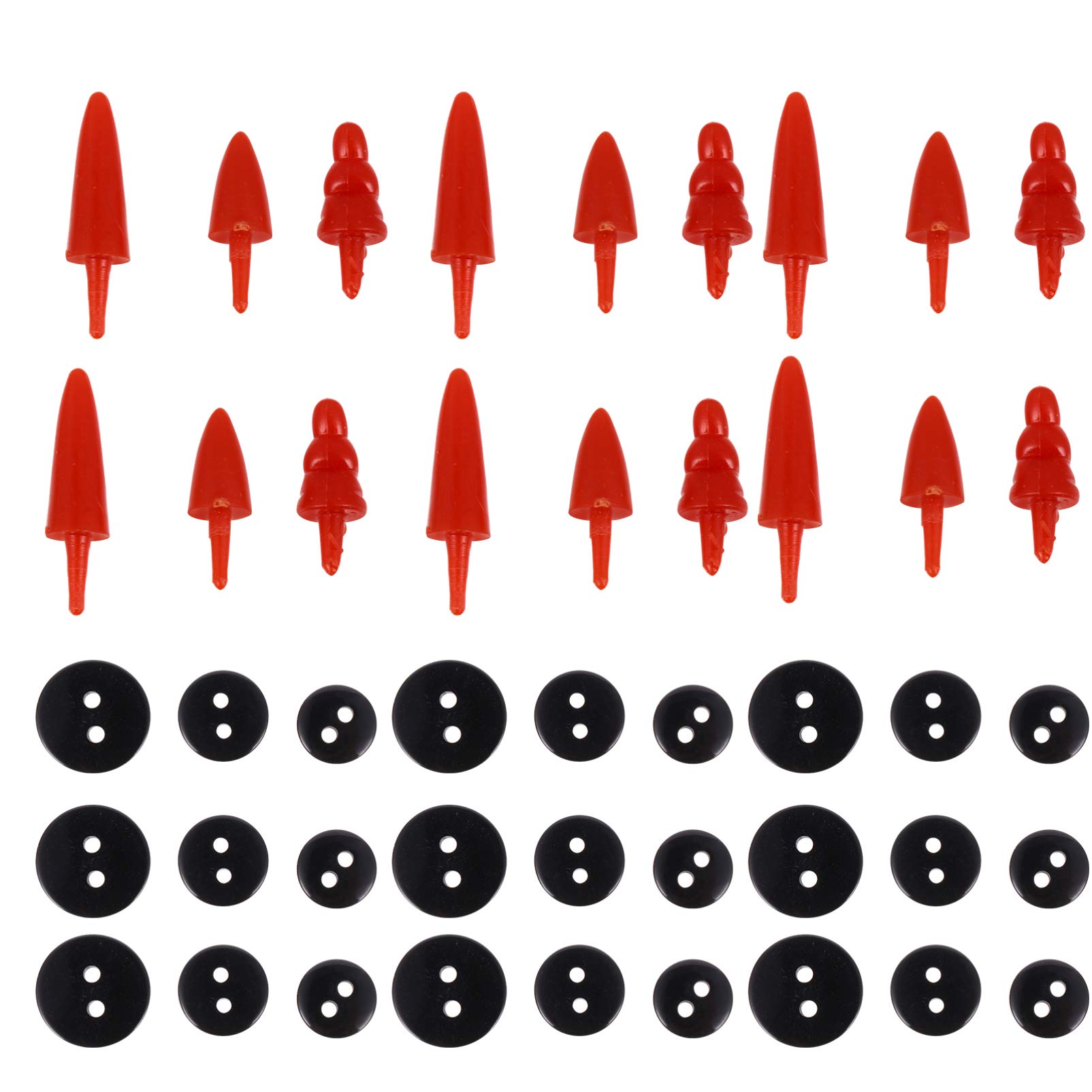 Toddmomy 260Pcs Christmas Snowman DIY Craft Kit, Tiny Buttons, Carrot Snowman Noses for Christmas Snowman Crafting Sewing Party Supplies
