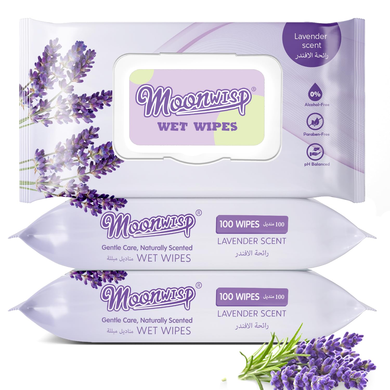 Wet Wipes for Cleaning and Hand Sanitizing, Lavender Scented, Moisturizing, Travel-Friendly, Hypoallergenic, All-Purpose Wipes, Perfect for Adults and Kids (Purple, PACK 3)