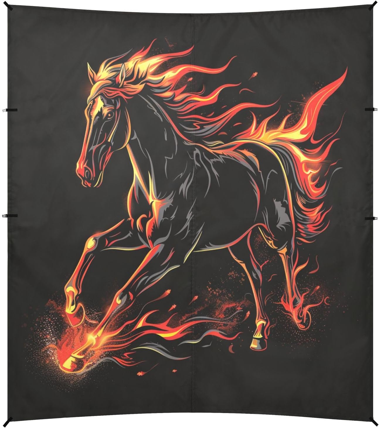 ALAZA Running Horse Flame Beach Tent Sun Shelter UPF50+ Protection Beach Shade Canopy w/ 4 Sandbags for Outdoor Camping, Fishing, Backyard Fun, Picnic, 10x9 ft