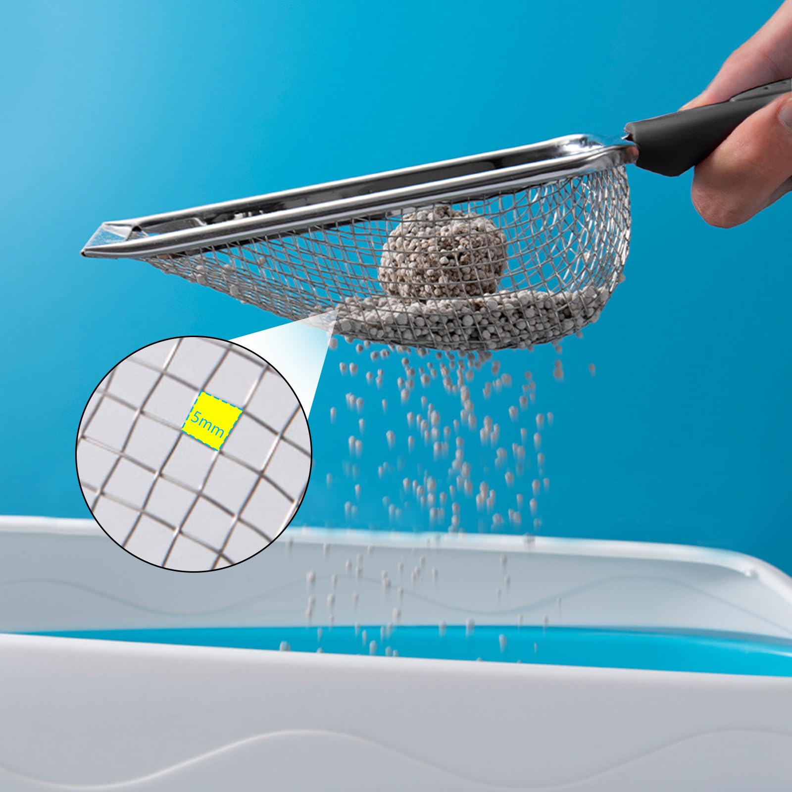 2pcs Cat Litter Scoop Stainless Steel Mesh Sifter Reptile Sand Scoop Shovel Pet Litter Sand Shovel for Cats Dogs Rabbits Hamsters Tortoise Lizard Reptiles Ergonomic Handle Durable Non-Stick Easy Clean - Image 4