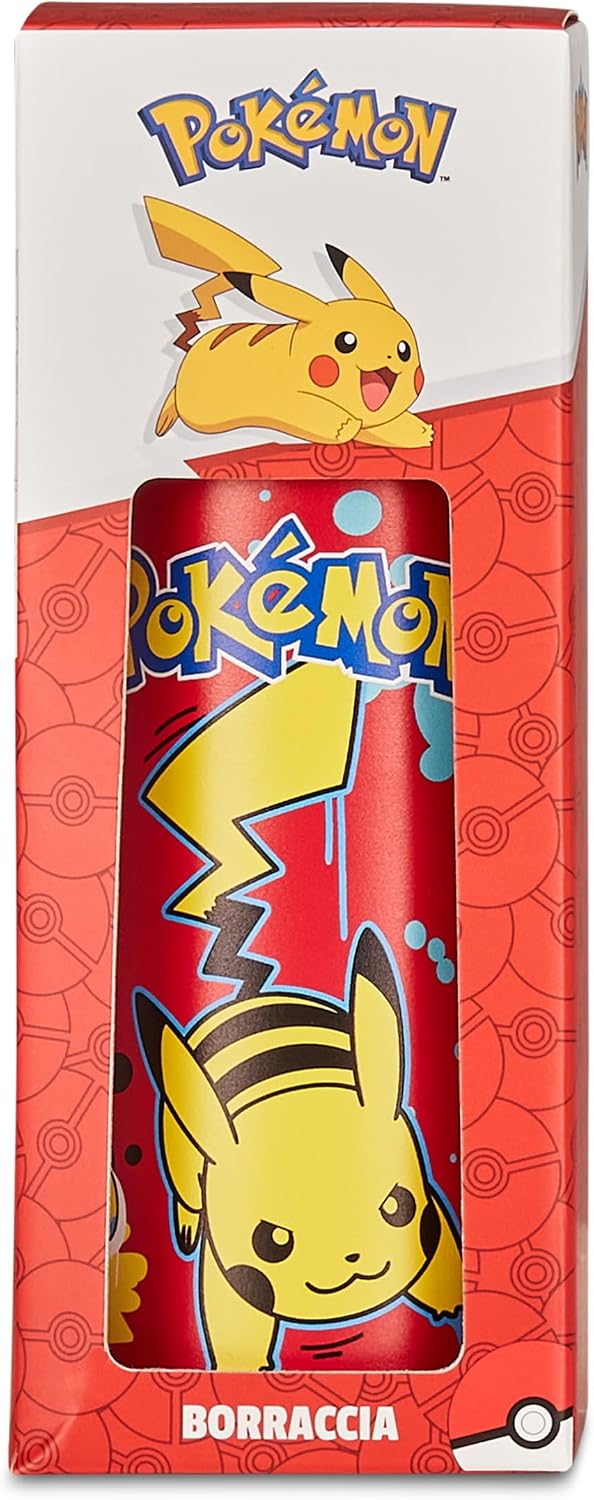 Seven Pokemon Thermos Flask, Red, Temperature up to 24 Hours, Water Bottle for Nursery, Primary School and Leisure, Children