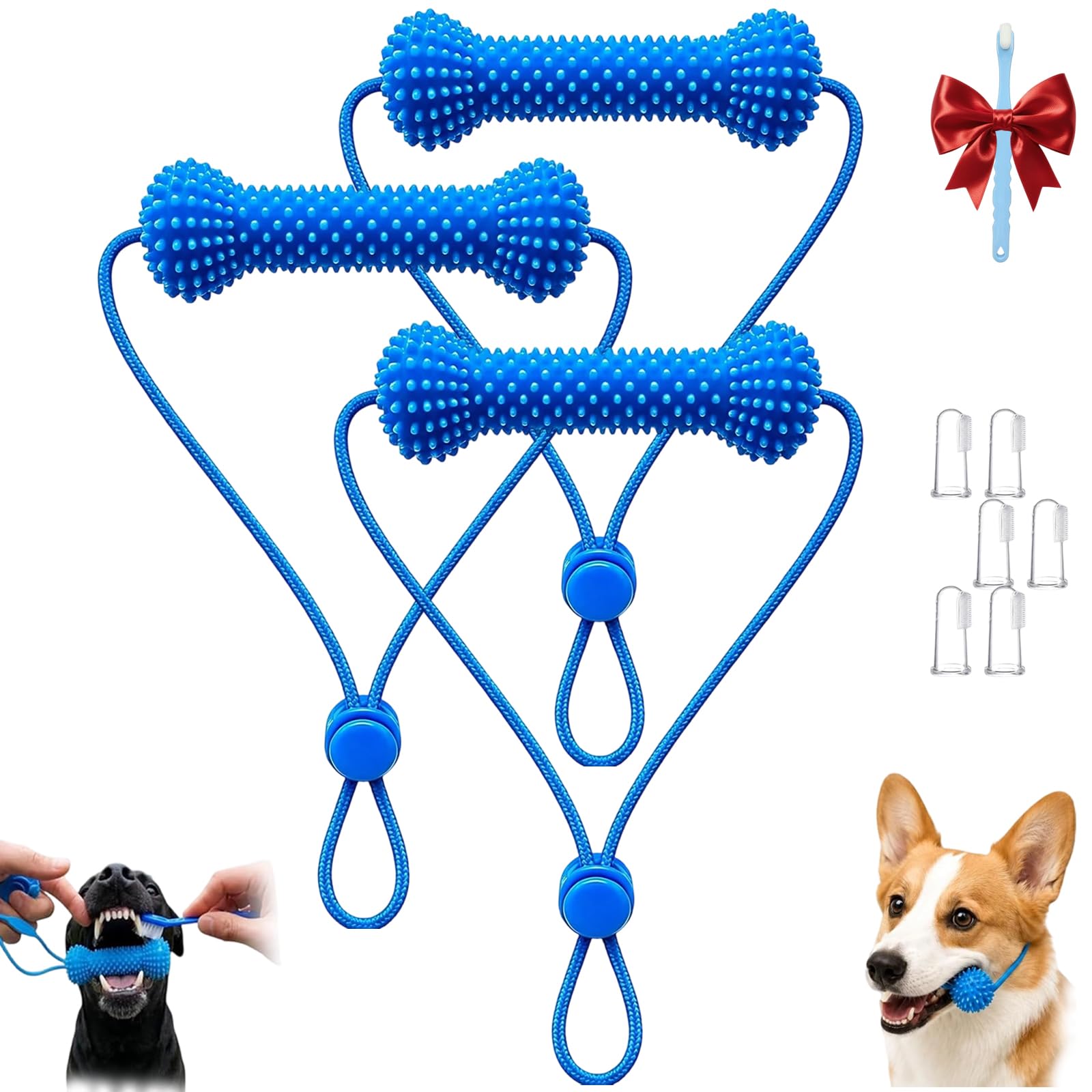 Ruileyou Dual-Action Canine Dental Prop, Dog Mouth Opener for Teeth, Dog Dental Chew Toy for Easier Teeth Brushing, Teeth Cleaning Tools for Small, Medium and Large Dogs (3pcs)