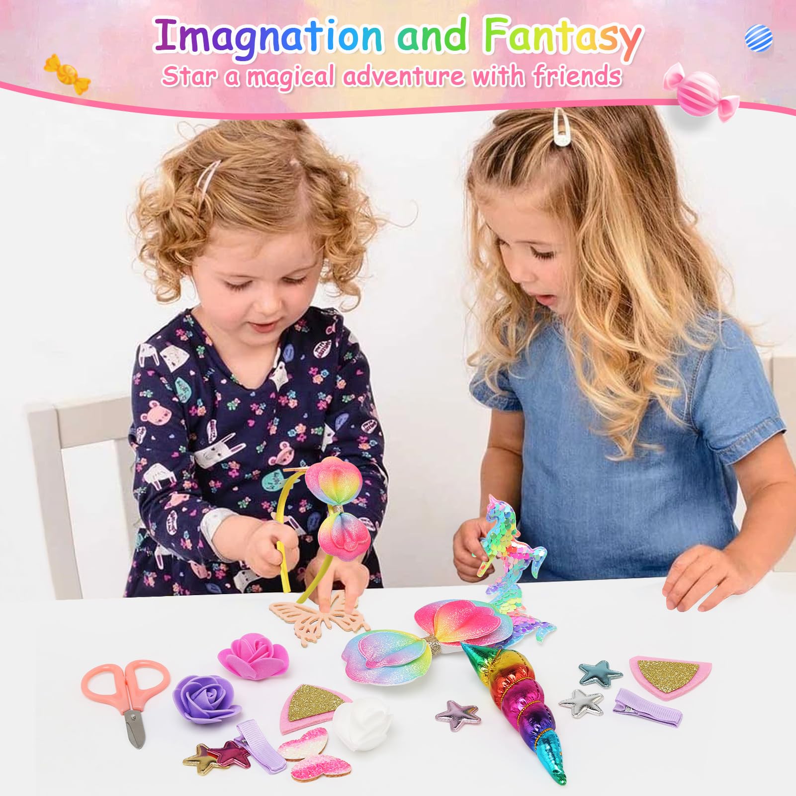 GSrenyu Kit Creativo Per Creare Fasce E Braccialetti Per Bambine - Set Fai Da Te Con Diamanti E Farfalle