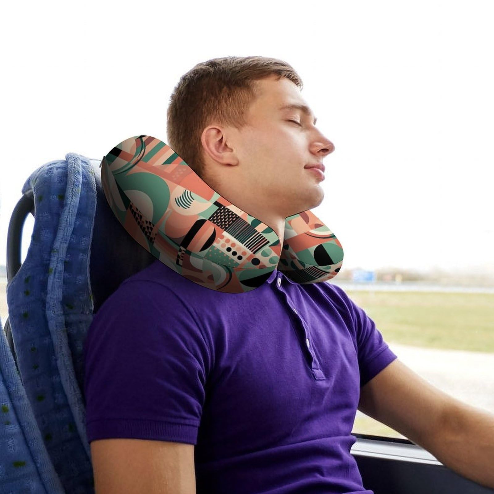 Almohada en forma de U de diseño simple, núcleo de almohada de espuma viscoelástica, cojín, proporciona apoyo para el cuello, almohada de viaje, adecuada para aviones, coches, hogares y