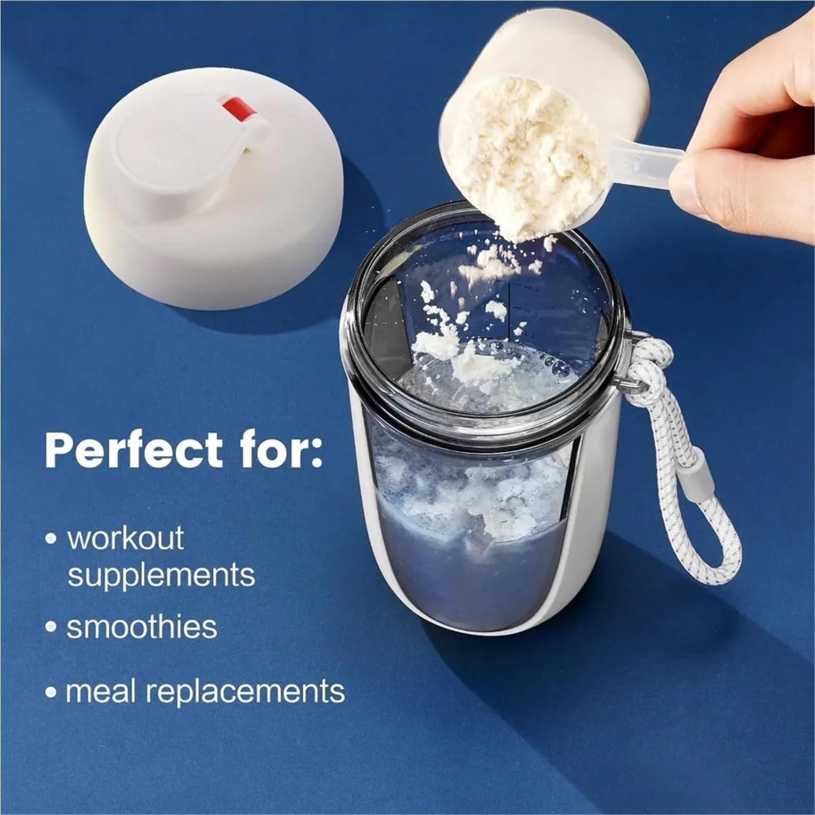 Agitador de proteínas en polvo de alta calidad, ideal para beber antes del entrenamiento. Sin BPA, contiene bola de plástico (negro)
