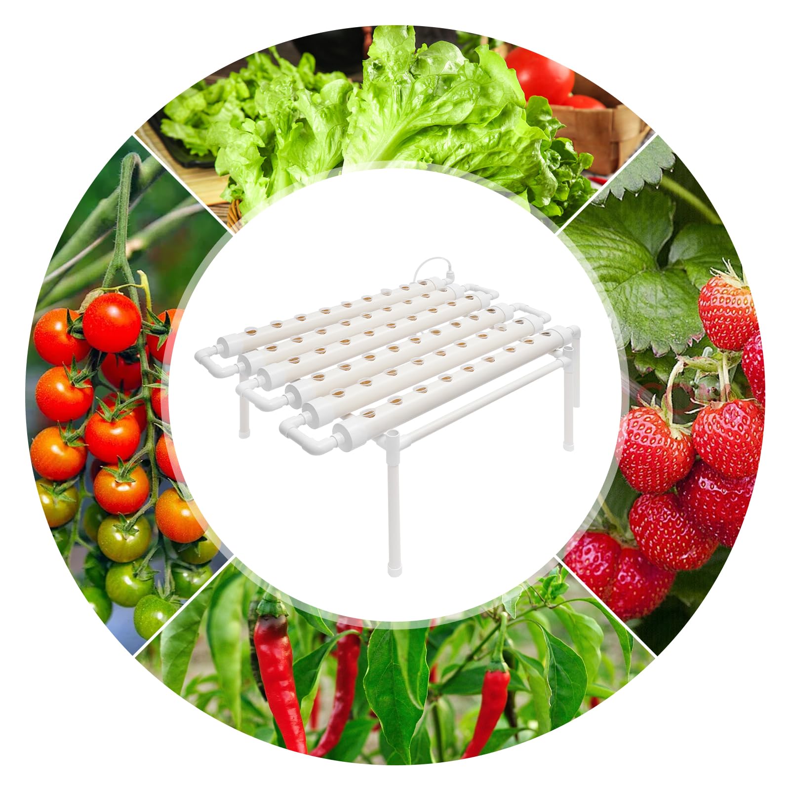 Sistema de cultivo hidropónico con 54 agujeros para plantar, sistema hidropónico para interiores, juego de jardín para denhaus jardín