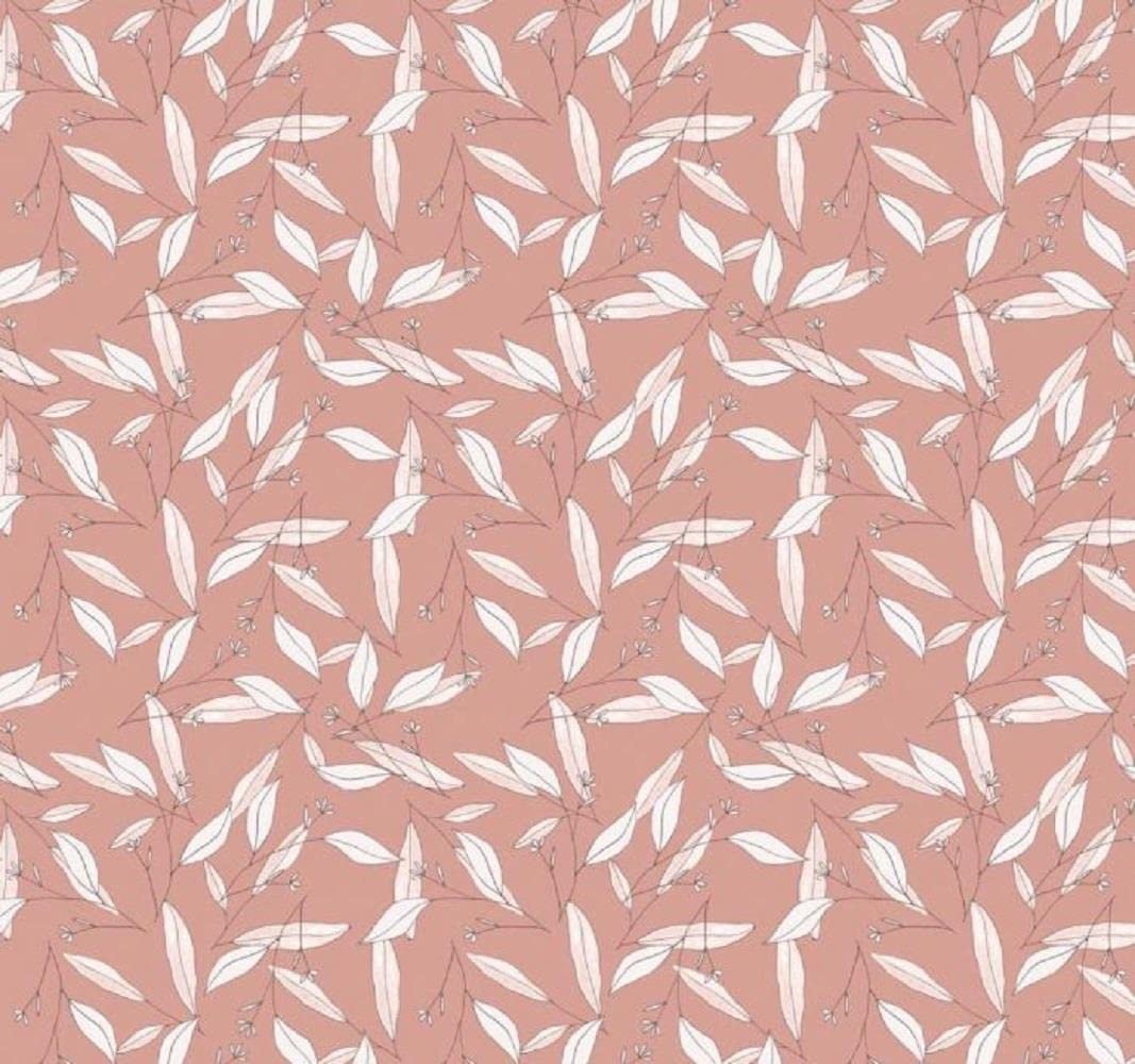 Melody Jane Dolls House Pink Flower Leaf Trail Natural Patterned Miniature Nursery Wallpaper