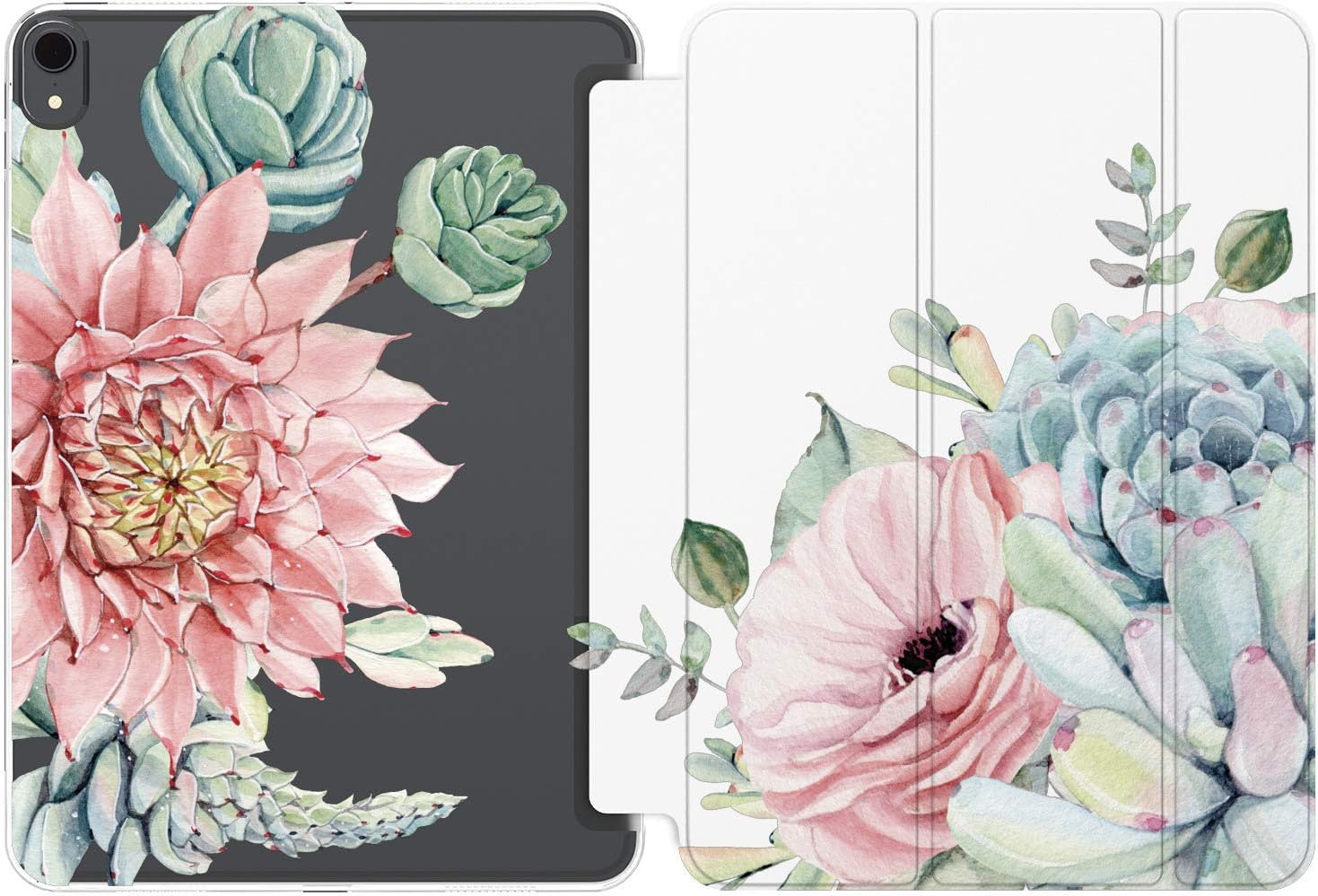 Case for iPad Pro 13 M4 Air M2 11 2024 4th 10.9 2022 10.2 12.9 10.5 9.7 Mini 6 5 4 3 2 1 Blossom Magnetic Closure Succulent Watercolor Cute Floral Flowers Design Print Pastel Stand