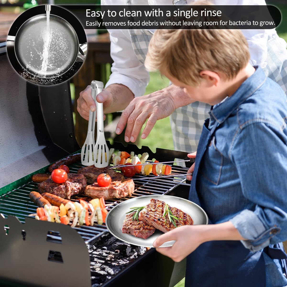 Set di Posate da Campeggio per 4 Persone, 21 Stoviglie da Campeggio Acciaio Inox con Cucchiaio,Forchetta,Ciotola,Borsa Portatile,per Picnic,Viaggi,Barbecue,Escursioni,Campeggio(Nero)