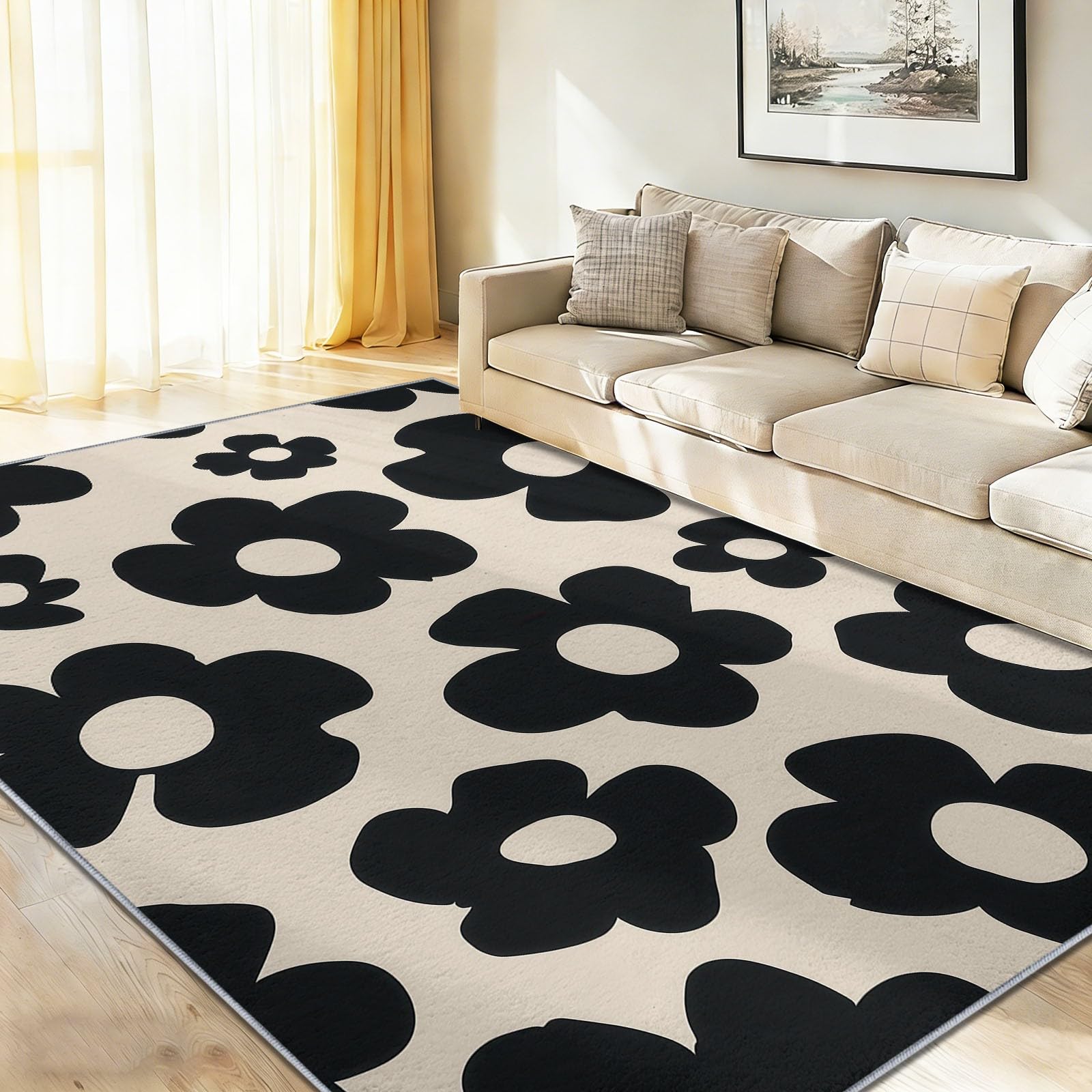 Generico Tappeto Lavabile in Lavatrice - 90 x 150 cm Tappeto Antiscivolo & Pelo Corto, Pratico e Facile da Pulire, Ideale per Soggiorno, Cucina e Aree ad Alto Traffico