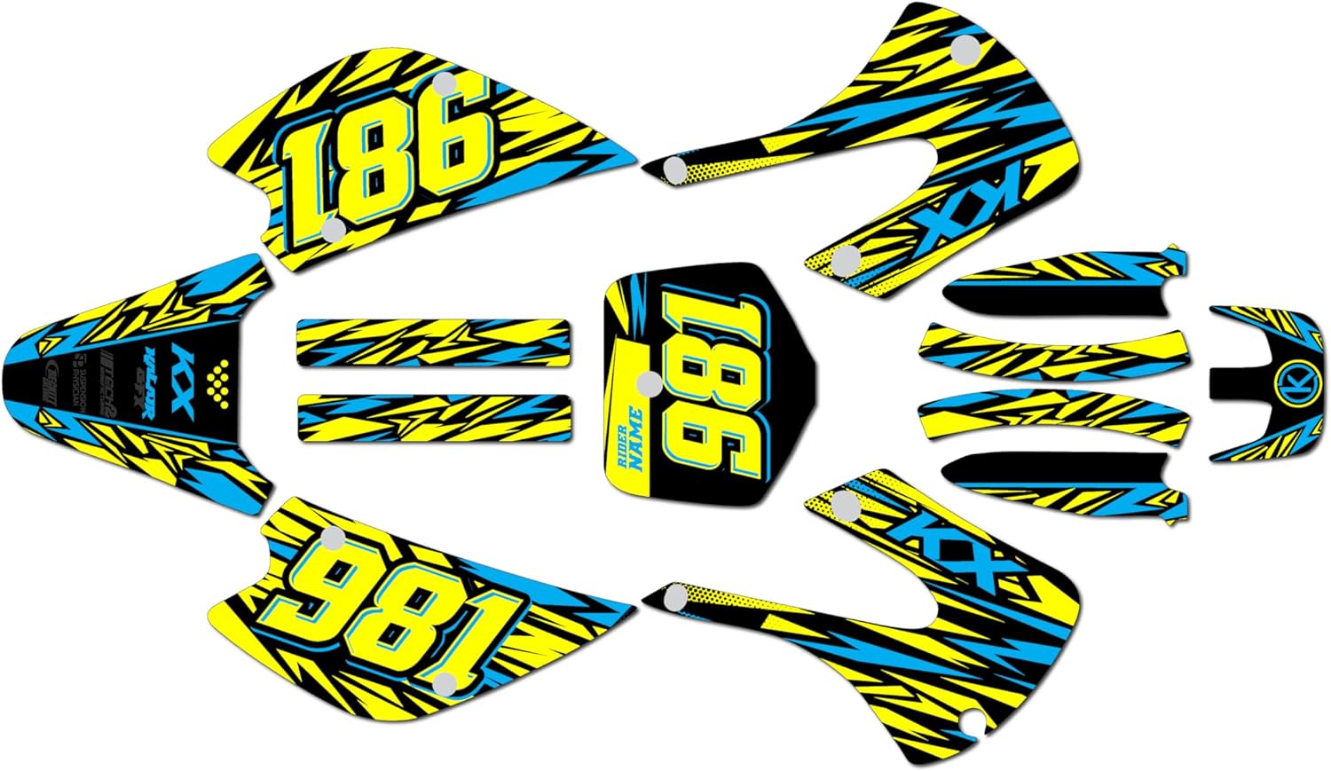 Graphics Kit for Kawasaki KX85 / KX100 (2001-2013) Twitch Series Green 9 Mil - Easy Go - Dirt Pit Bike Motorcycle Sticker, Dirtbike Racing Decal Motocross Accessories no-Plastics