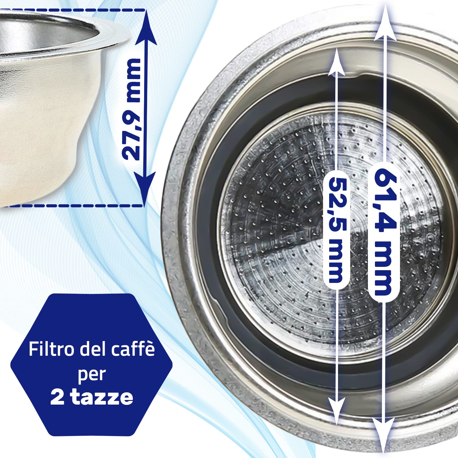 Filtri Caffe 2 Tazza - con Codice Originale 5513281001 - per DeLonghi - Adatto a Tutti i Modelli - Filtro Caffe Adatto a Portafiltro - Garanzia di 10 Anni - MONTERAL
