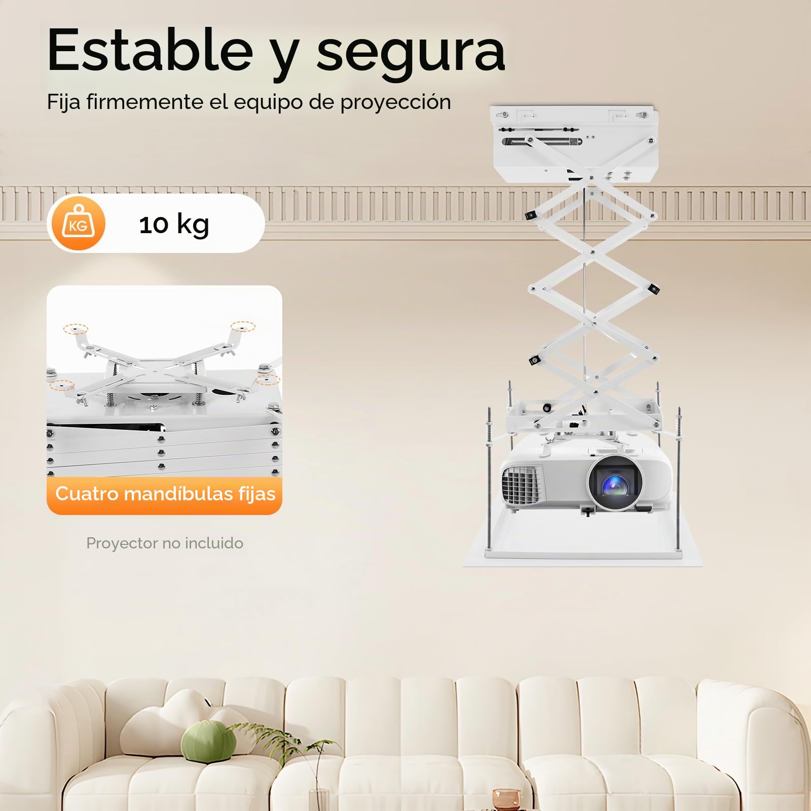 Proyector de techo plegable invisible | Soporte de proyector motorizado con mando a distancia | Soporte de techo oculto para escuelas, salas de conferencias | Capacidad de carga: 10 kg