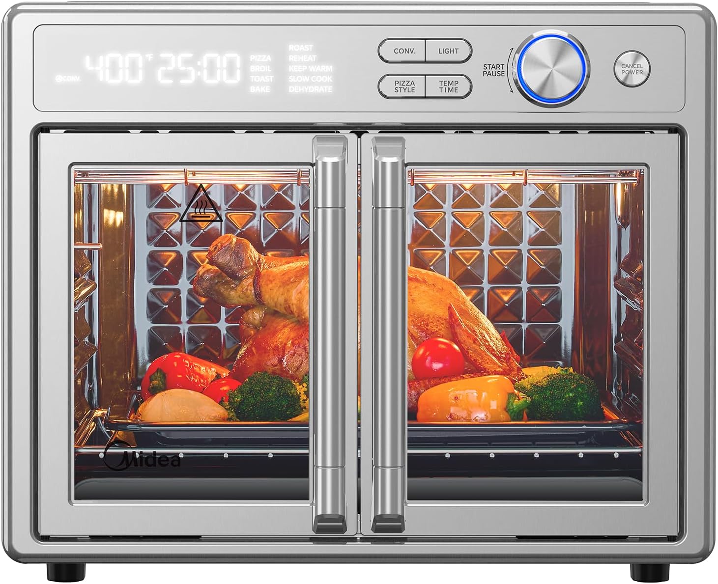 Midea Flexify Pro 10+4 Toaster Oven Air Fryer Combo, Graphene Juicy-Lock Cooking, French Door Countertop Oven, 450°F Flash Air Fry, 26.4 QT Stainless Steel Midea Flexify Pro 10+4 Toaster Oven Air Fryer Combo, Graphene Juicy-Lock Cooking, French Door Countertop Oven, 450°F Flash Air Fry, 26.4 QT Stainless Steel