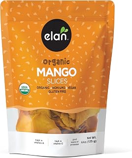 Elan Organic Dried Mango Slices 4.4oz - Sulphite-Free, No Sugar Added, Non-GMO Vegan Gluten-Free Kosher Snacks