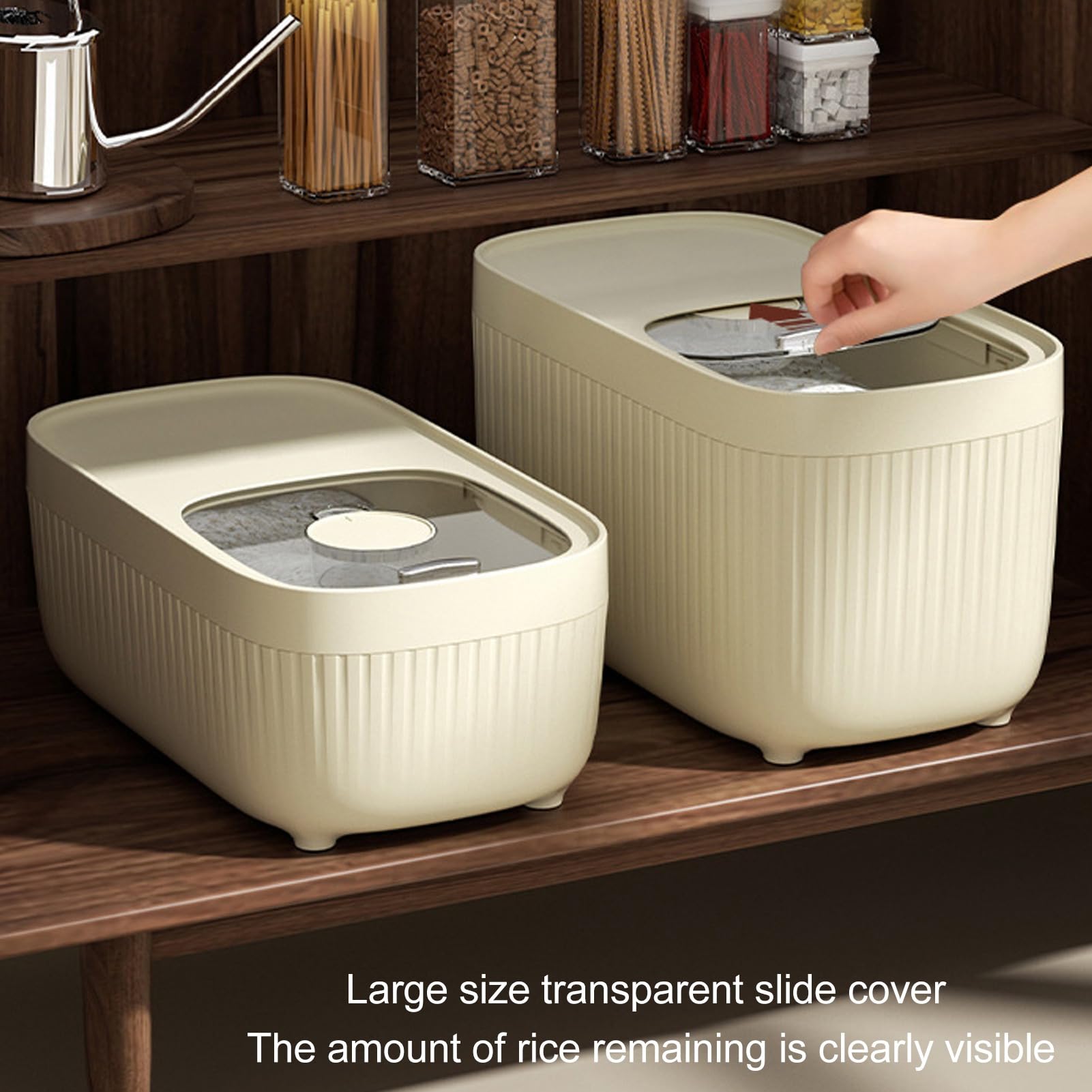Contenitore per Riso in Plastica con Coperchio e Misurino,