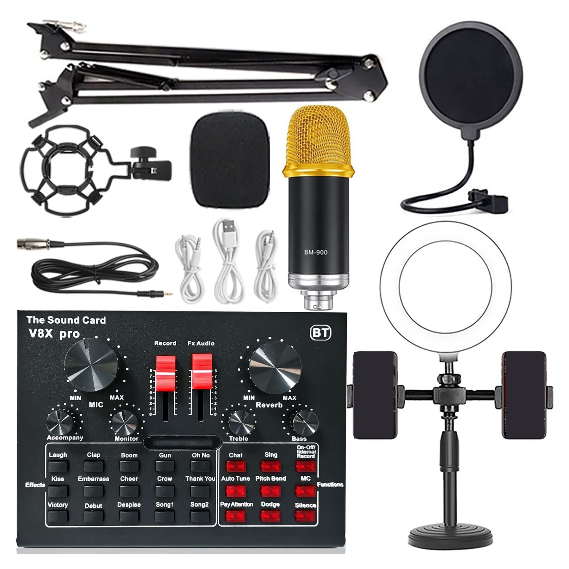 Attrezzatura per DJ per feste Telefono cellulare Attrezzatura di schede audio live v8 Set di schede audio live Set Condenser Microfono Mobile Phone Freat Creeding Set di attrezzature completa(1)