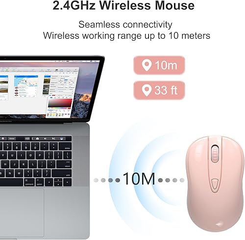 Miniatura 2 de OKIMO Ratón inalámbrico para computadora portátil, mouse con receptor USB, computadora de seguimiento óptico de 2.4 GHz, mouse inalámbrico