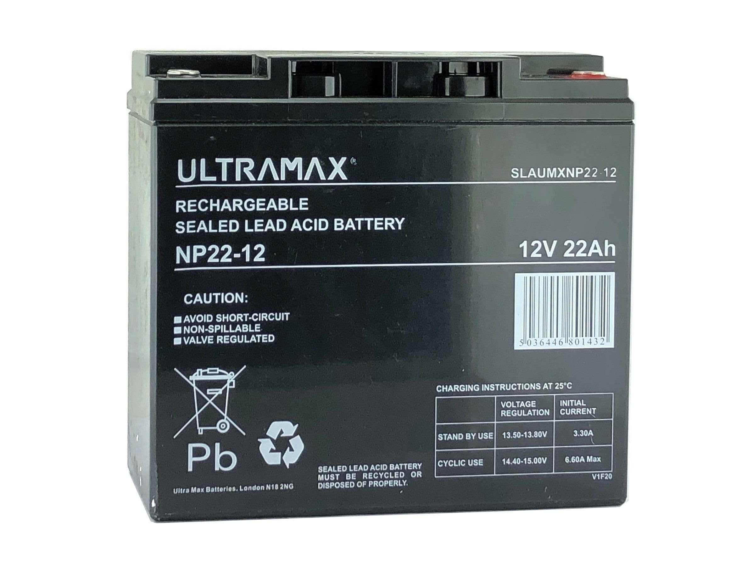 Ultramax 22Ah12V AGM/GEL GOLF TROLLEY BATTERY (18+ Holes) MOCAD, FRASER
