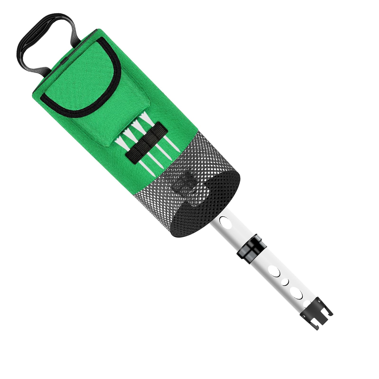 Golf Ball Retriever Golfballsammler Ballaufheber Ballpflücker Sammelgerät aus Aluminiumlegierung mit Unterem Aufnahmekopf Und Netzfach Schnell, Grün