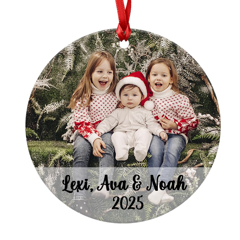 Fuzzy Cactus Personalised Christmas Photo Bauble - Customised with any text and Photo - Personalized Christmas Tree Hanging Decoration