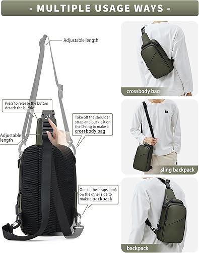 Vista 7 de SEAFEW Mochilas tácticas.., A-verde, Mochilas Sling