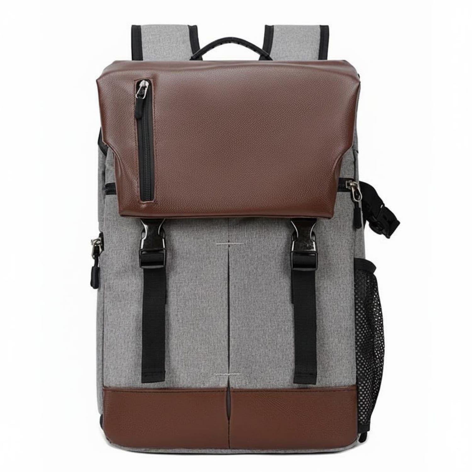 Multi-Functional DSLR Camera Backpack Double Compartment Photography Backpack Customizable Dividers Large Capacity Camera Bag Tripod Holder for Photographers, Travel, Outdoor, Light Grey-image-9