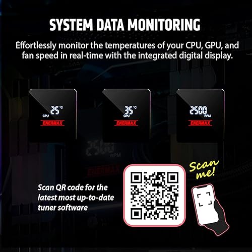 Miniatura 4 de ENERMAX AquaFusion V2 - Enfriador líquido de CPU ARGB AIO de 9.449 in con pantalla digital, 2 ventiladores PWM de 4.724 in 360 W TDP, para Intel