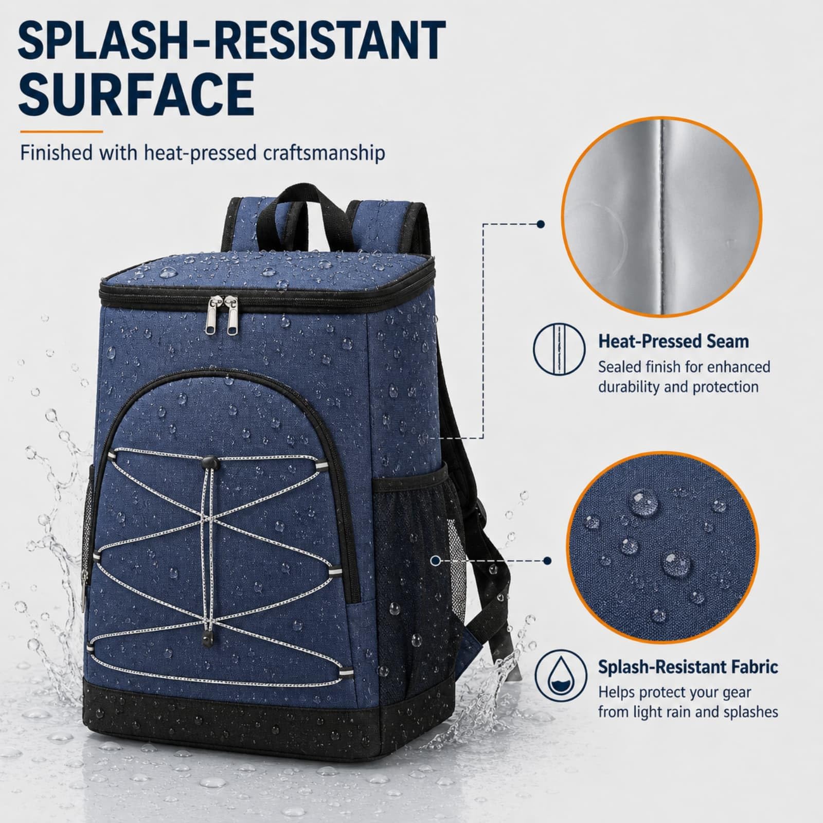 Surwin Zaino Frigo Termico,Zaino Termica Porta Pranzo Borsa Frigo Impermeabile Portatile Grande Capacità 20L Borsa da Picnic Resistente Leggero per Uomo Donna, Campeggio (Nero,40x28x18cm)