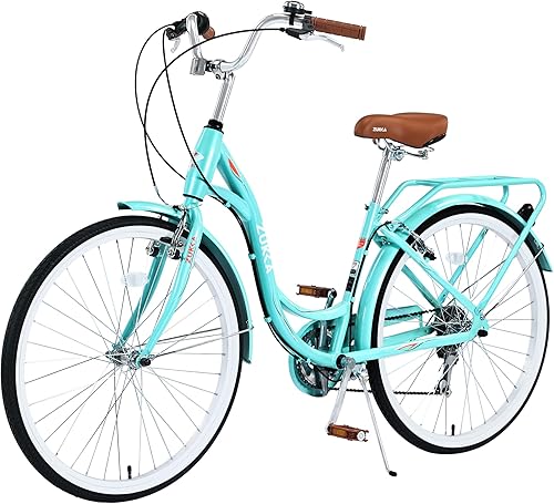 Miniatura 7 de MEGHNA Bicicleta híbrida baja de 26 pulgadas, freno de bicicleta de crucero, Shimano, 7 velocidades, impulsada por palanca de cambios, bicicleta de