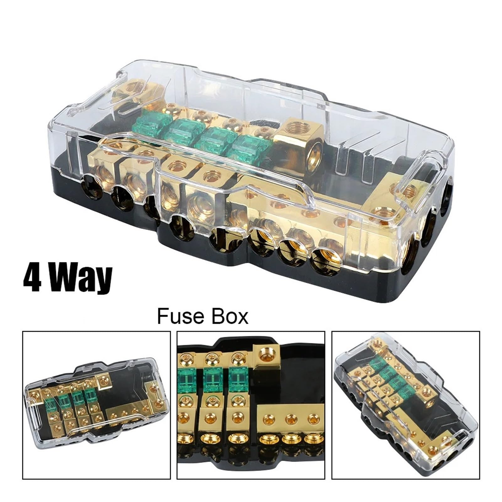 24V 12V 30A 60A bezpiecznik Blade Box rozdzielacz blokowy dystrybucja prądu stałego wskaźnik LED akcesoria do odtwarzacza samochodowego Stereo uchwyt bezpieczników(Gold)