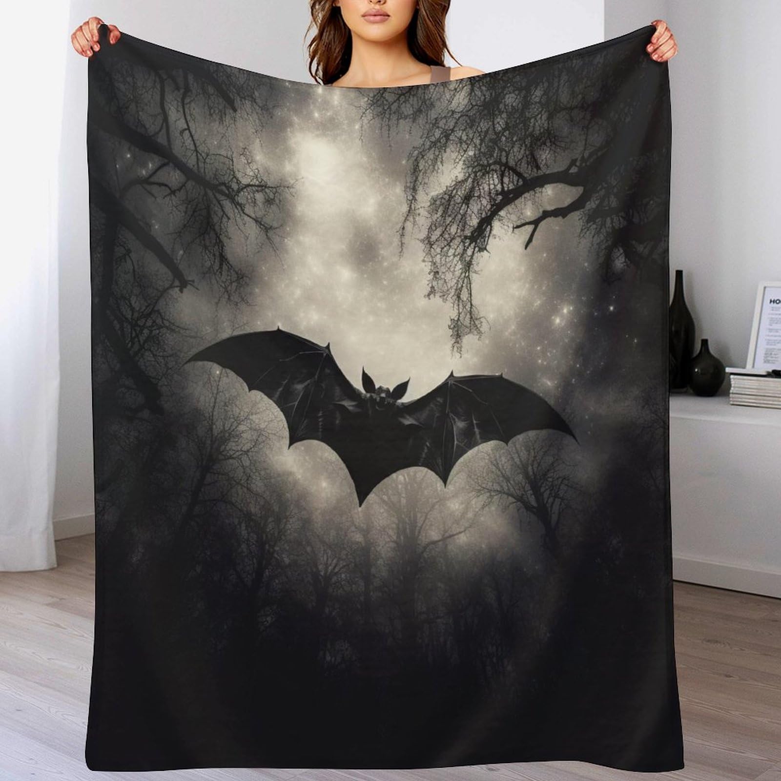 Couverture polaire chauve-souris en flanelle épaisse 150x200cm pour lit et canapé