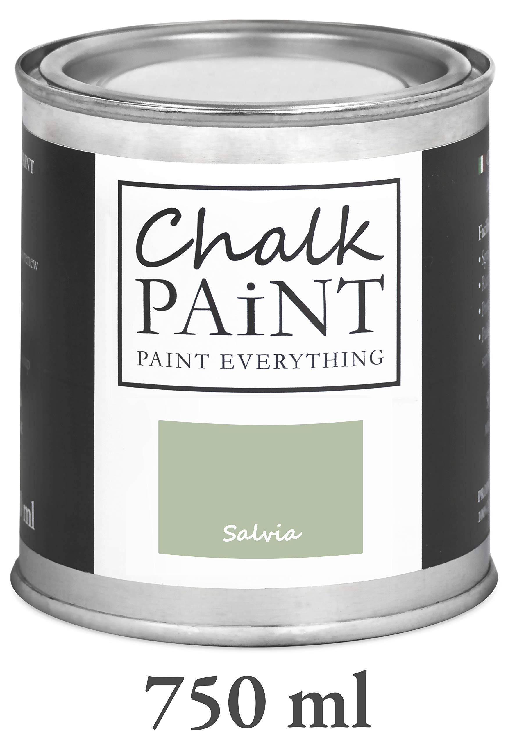 CHALK PAINT EVERYTHING Salvia & FINITURA + PENNELLO - Kit Pronto Vernicia e Proteggi (750 ml Colore + 250 ml Finitura + Pennello Professionale 40 mm)