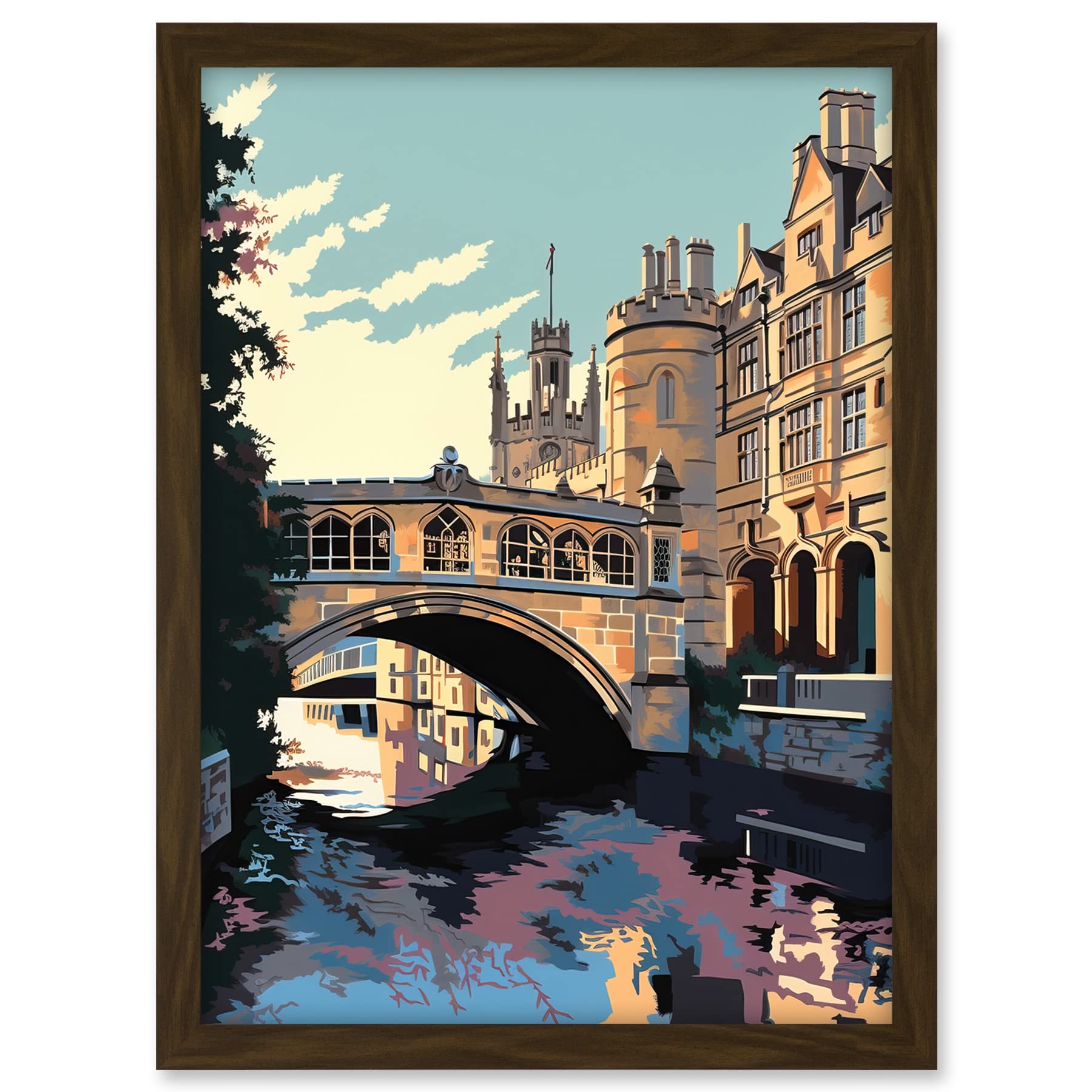 Artery8 Bridge of Sighs Cambridge University on Cam River Artwork Framed A3 Wall Art Print