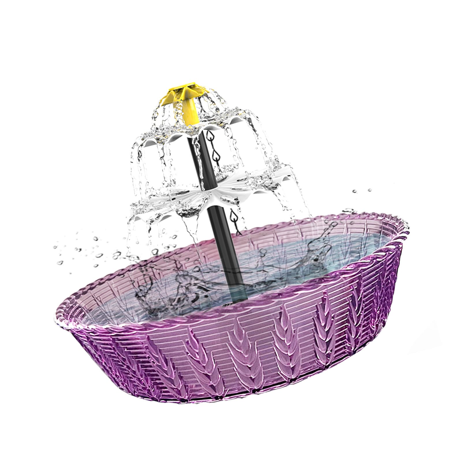 Fuente solar para pájaros con pantalla fascinante, fácil de instalar, pequeña fuente para exteriores funciona con energía solar