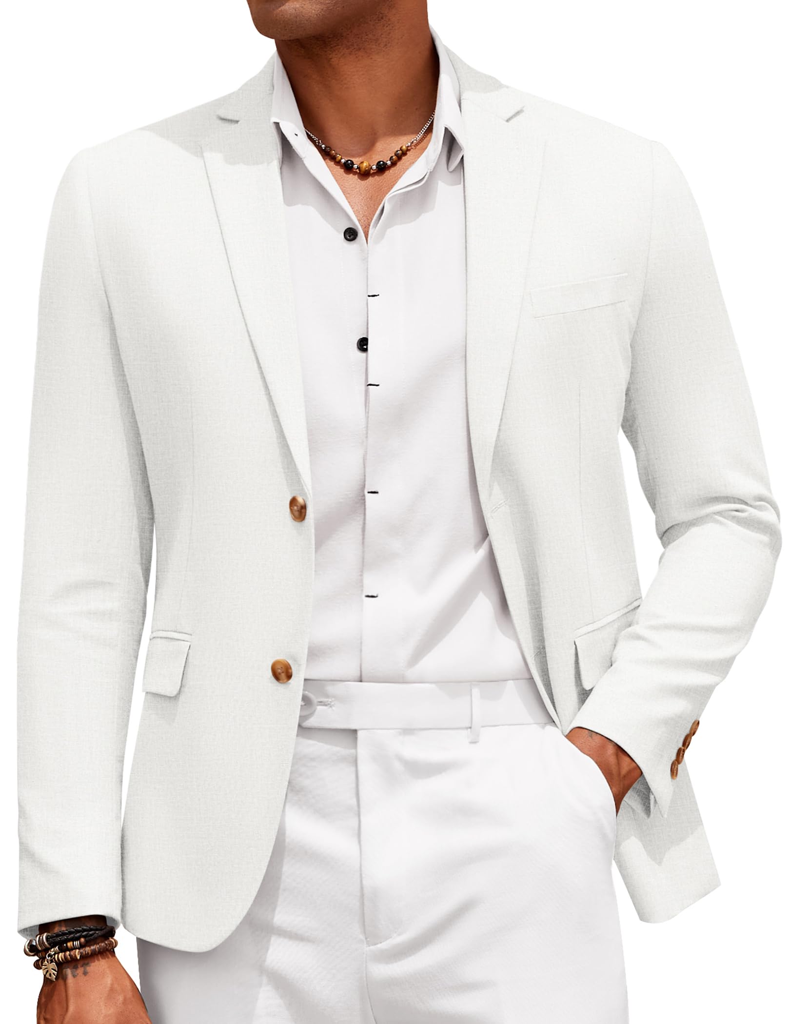 COOFANDY Mens Casual Cotton Linen Blazer Lightweight Linen Sport Coat Two Button Suit Jacket