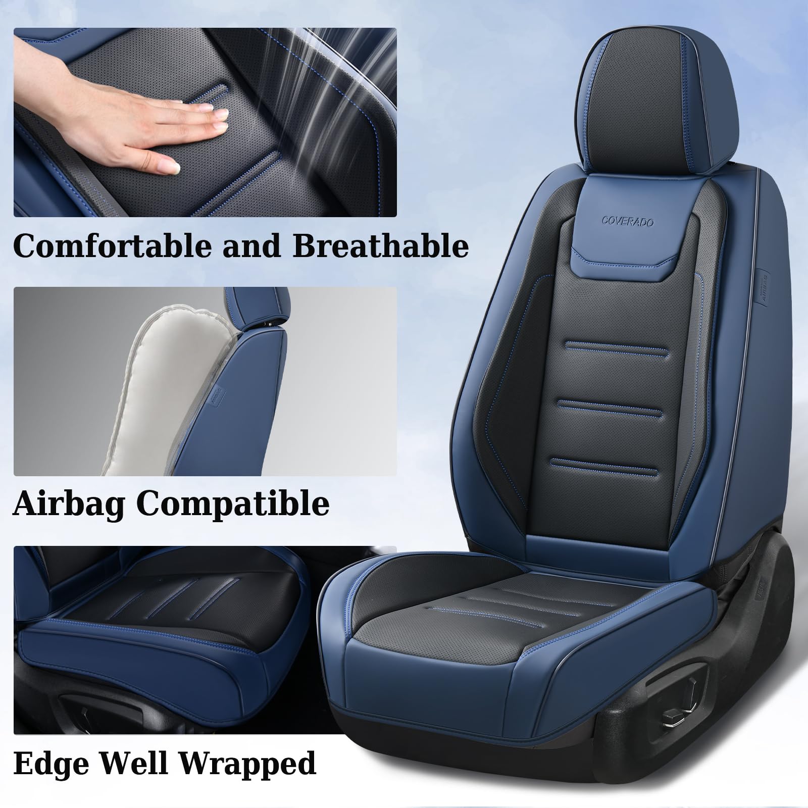 Coverado Fundas de Asiento de Coche, Fundas Delanteras para Asientos Delanteros, Protector de Asiento de Coche Impermeable, cojín de Asiento de Coche, Fundas Interiores universales para la mayoría de