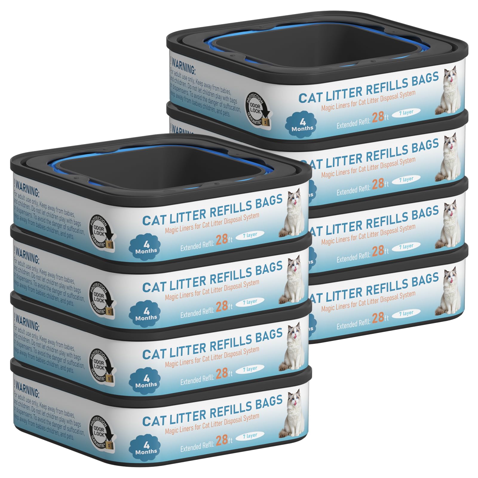 Jumbo 28FT Cat Litter Refills Bags Cartridge Compatible with Your Genie Litter Standard, Plus, XL Plus and XL Cat Litter P...