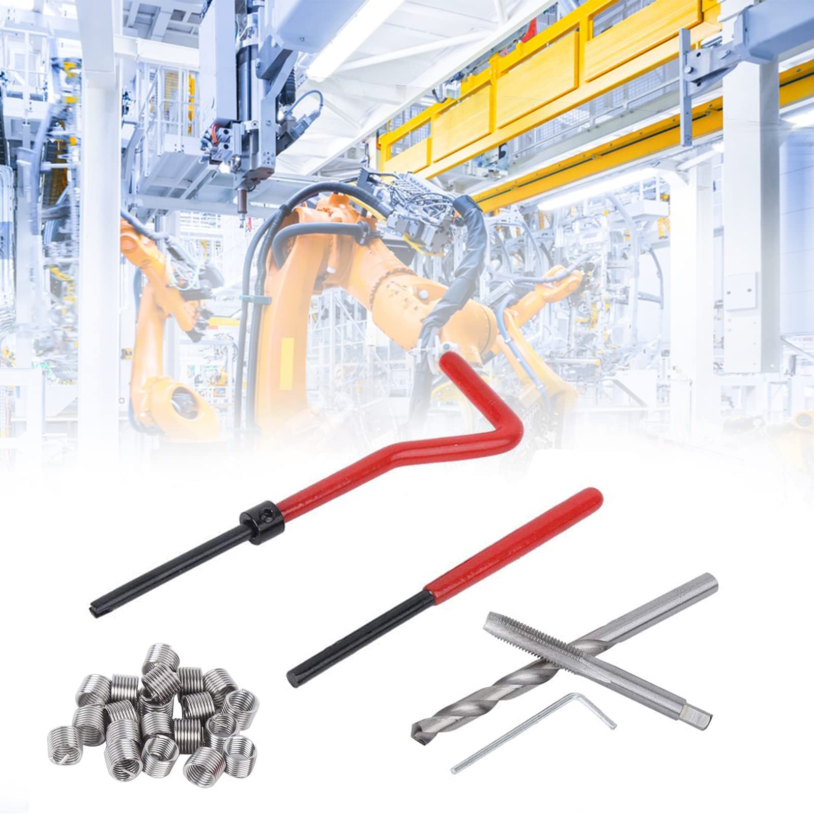 1 Kit Riparazione filetti,Kit di Riparazione Filettatura in Acciaio Inox Filettatura Interna di Riparazione Accessori Assortimento Kit di Inserti Filettati